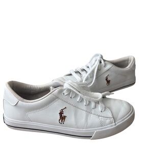 Polo Ralph Lauren Big Boys Easten II Casual Sneakers Size US5/ EUR 37 White Logo